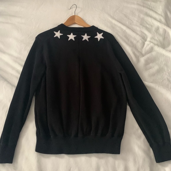 Givenchy Crewneck Star patch black cotton Sweater. Size Mens Medium - Picture 3 of 4
